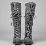 Celia | Women's Block Heel Studded Knee-High Boots - Grey