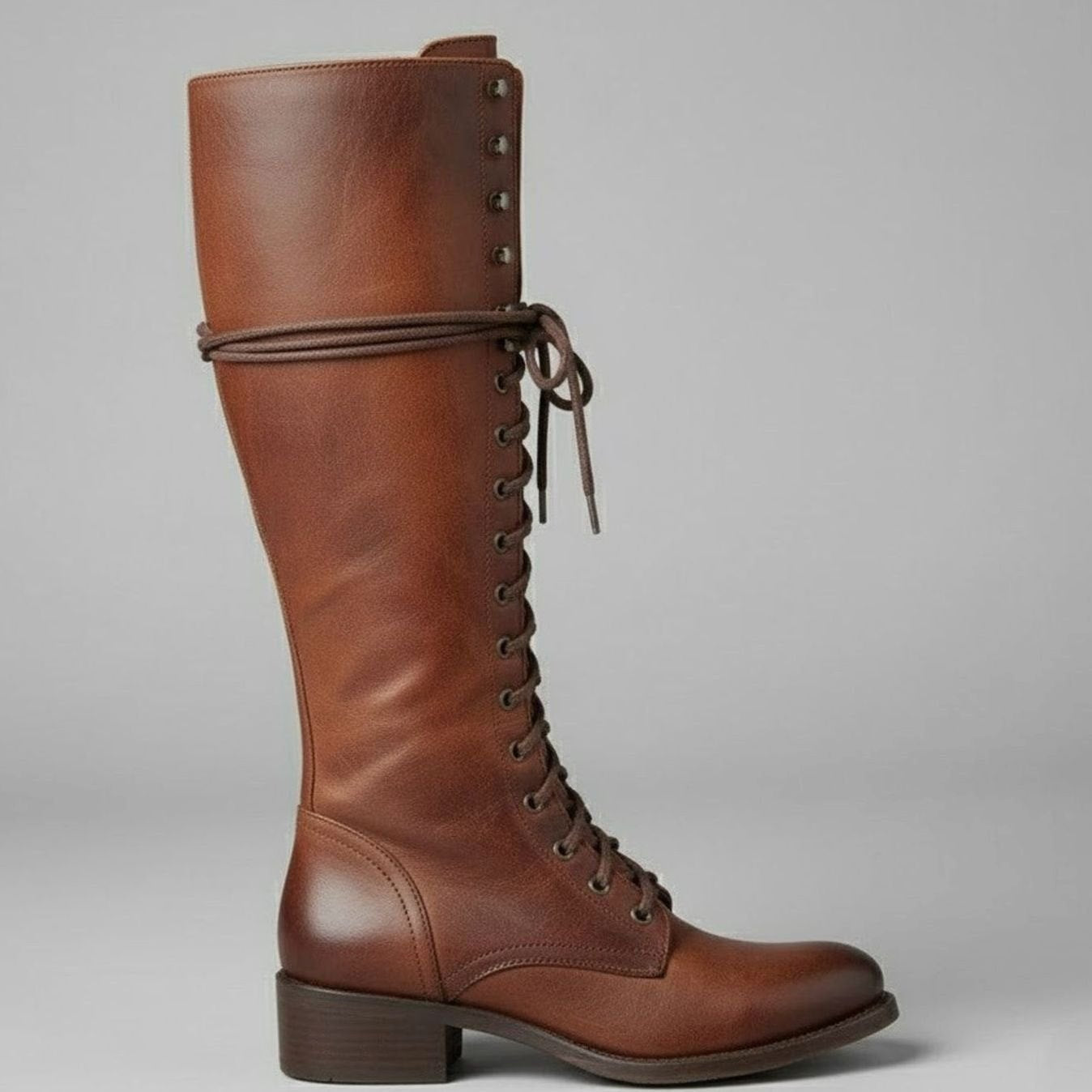 Celia | Women's Block Heel Studded Knee-High Boots - Brown