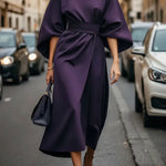 Isabelle | Women's Lantern Sleeve Midi Cocktail Dress
