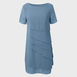 Ava | Women's Chiffon Short Sleeve Midi Cocktail Dress