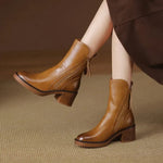 Esther | Women's Block Heel Leather Look Ankle Boots