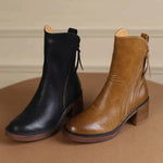 Esther | Women's Block Heel Leather Look Ankle Boots