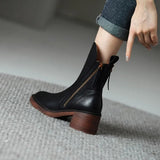 Esther | Women's Block Heel Leather Look Ankle Boots