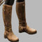 Jasmine | Women's Leather Look Buckle Knee-High Boots - Dark Brown