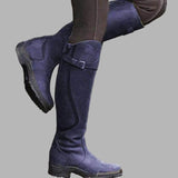 Jasmine | Women's Leather Look Buckle Knee-High Boots - Lilac
