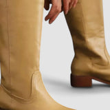 Josephine | Women's Leather Look Knee-High Boots - Yellow