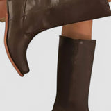 Josephine | Women's Leather Look Knee-High Boots - Dark Brown