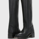 Josephine | Women's Leather Look Knee-High Boots - Black