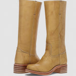 Josephine | Women's Leather Look Knee-High Boots - Light Brown