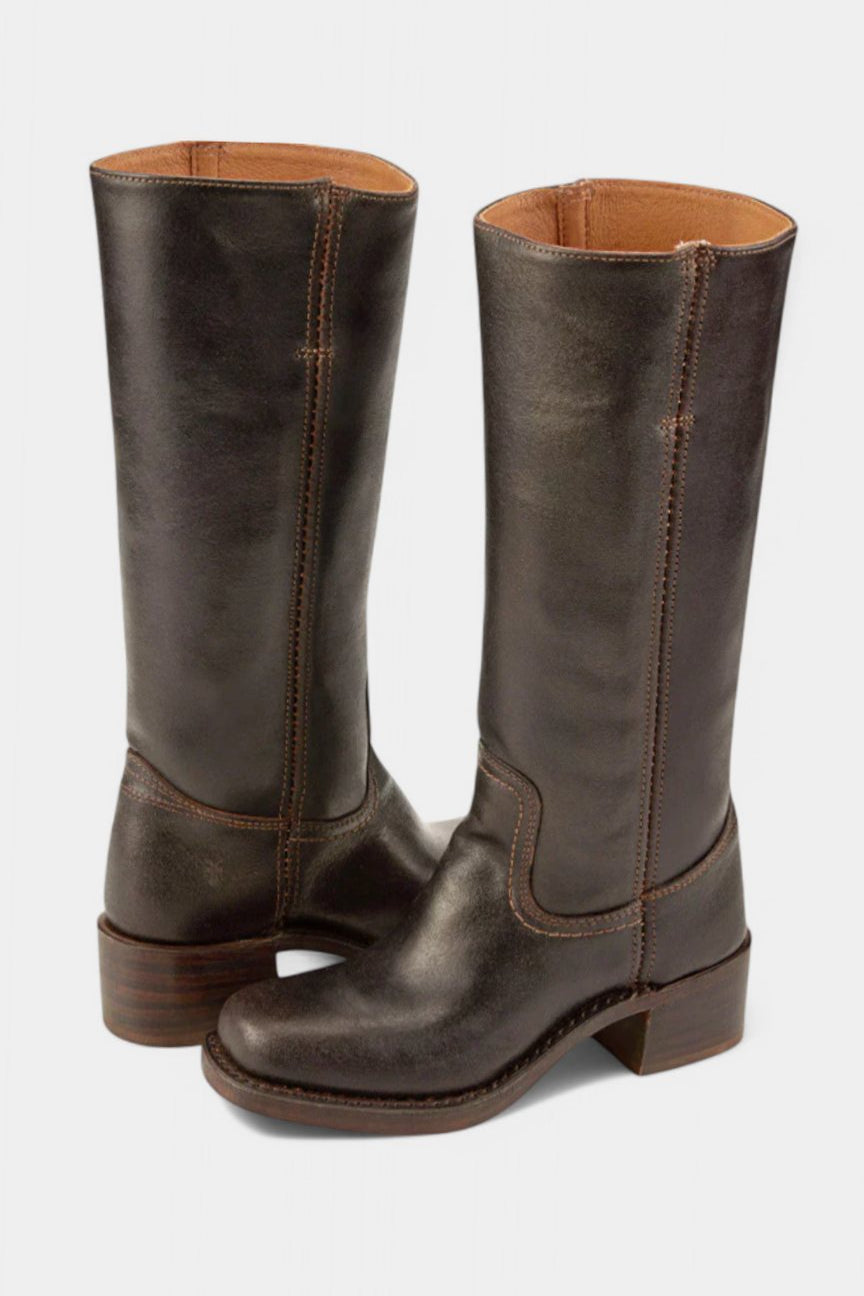 Josephine | Women's Leather Look Knee-High Boots - Brown