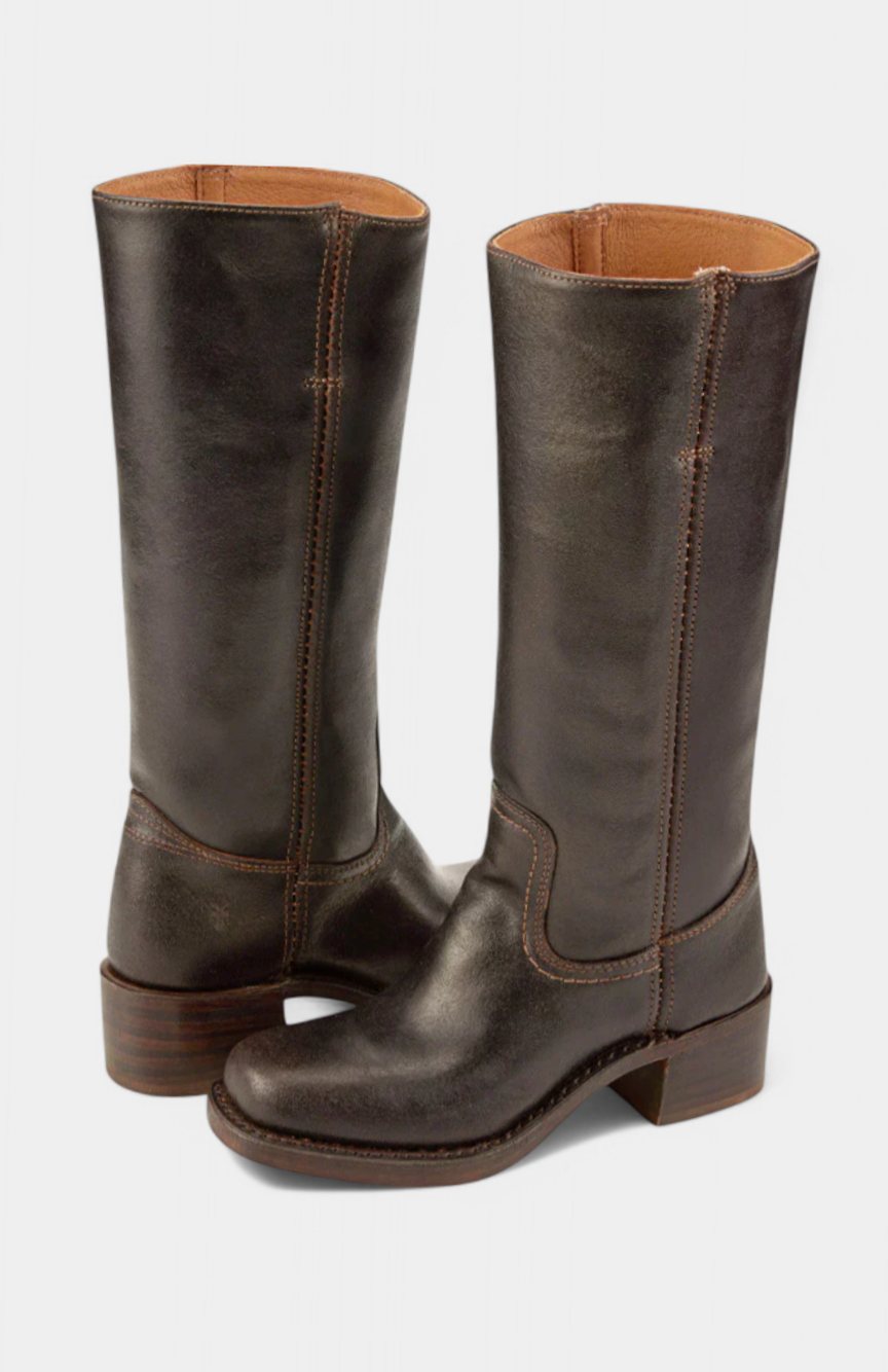 Josephine | Women's Leather Look Knee-High Boots - Brown