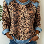 Dahlia | Women's Long Sleeve Leopard Print Patchwork Jumper