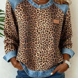 Dahlia | Women's Long Sleeve Leopard Print Patchwork Jumper
