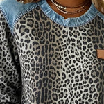 Dahlia | Women's Long Sleeve Leopard Print Patchwork Jumper