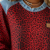 Dahlia | Women's Long Sleeve Leopard Print Patchwork Jumper
