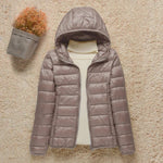 Valentina | Women's Quilted Hooded Puffer Jacket - Taupe