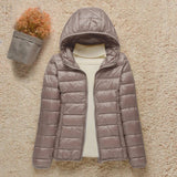 Valentina | Women's Quilted Hooded Puffer Jacket - Taupe