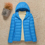 Valentina | Women's Quilted Hooded Puffer Jacket - Light Blue