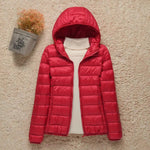 Valentina | Women's Quilted Hooded Puffer Jacket - Red