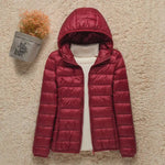 Valentina | Women's Quilted Hooded Puffer Jacket - Burgundy