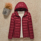 Valentina | Women's Quilted Hooded Puffer Jacket - Burgundy