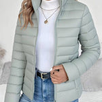 Elvira | Women's Quilted Stand Collar Puffer Jacket - Green