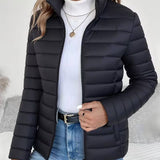Elvira | Women's Quilted Stand Collar Puffer Jacket - Black