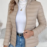 Elvira | Women's Quilted Stand Collar Puffer Jacket - Beige