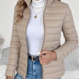 Elvira | Women's Quilted Stand Collar Puffer Jacket - Beige