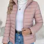 Elvira | Women's Quilted Stand Collar Puffer Jacket - Pink