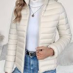 Elvira | Women's Quilted Stand Collar Puffer Jacket - Cream