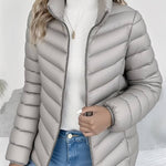 Elvira | Women's Quilted Stand Collar Puffer Jacket - Grey