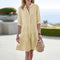 Octavia | Women's Tiered Linen Look Striped Shirt Dress - Yellow
