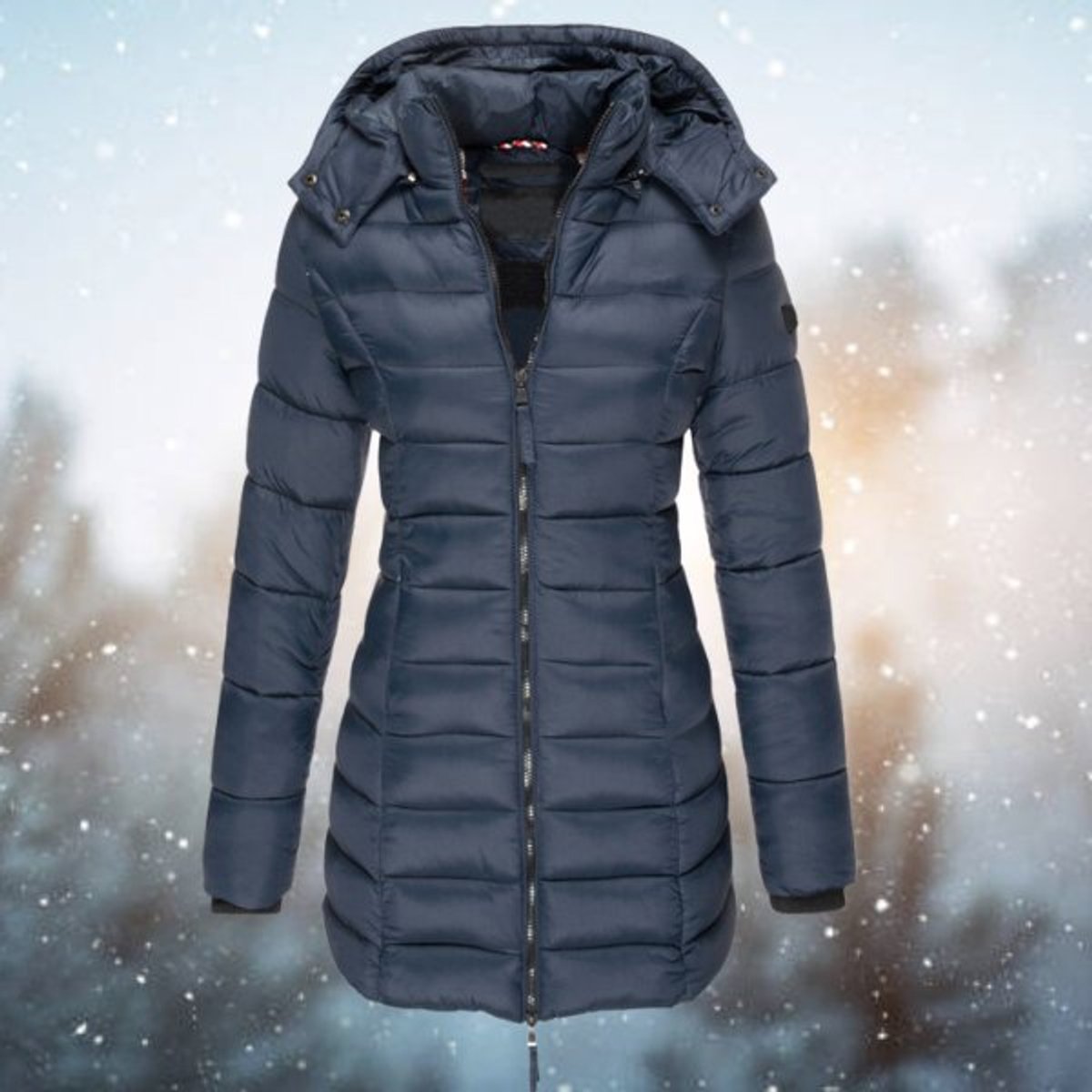 Eloise | Women's Quilted Hooded Padded Puffer Jacket - Navy Blue