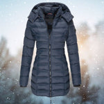 Eloise | Women's Quilted Hooded Padded Puffer Jacket - Navy Blue