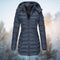Eloise | Women's Quilted Hooded Padded Puffer Jacket - Navy Blue