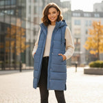 Valerie | Women's Quilted Hooded Sleeveless Puffer Jacket - Blue