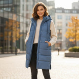 Valerie | Women's Quilted Hooded Sleeveless Puffer Jacket - Blue