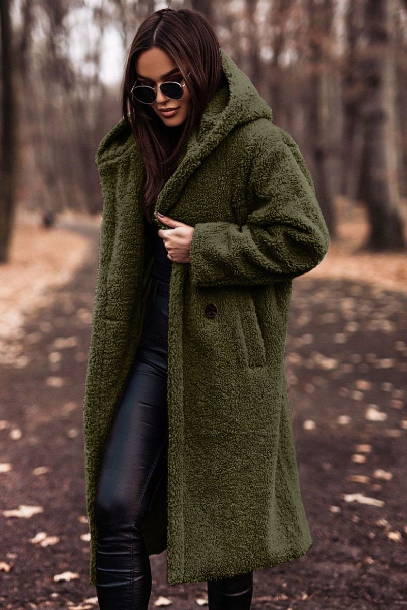 Isabel | Women's Hooded Oversized Relaxed Fit Puffer Jacket - Dark Green
