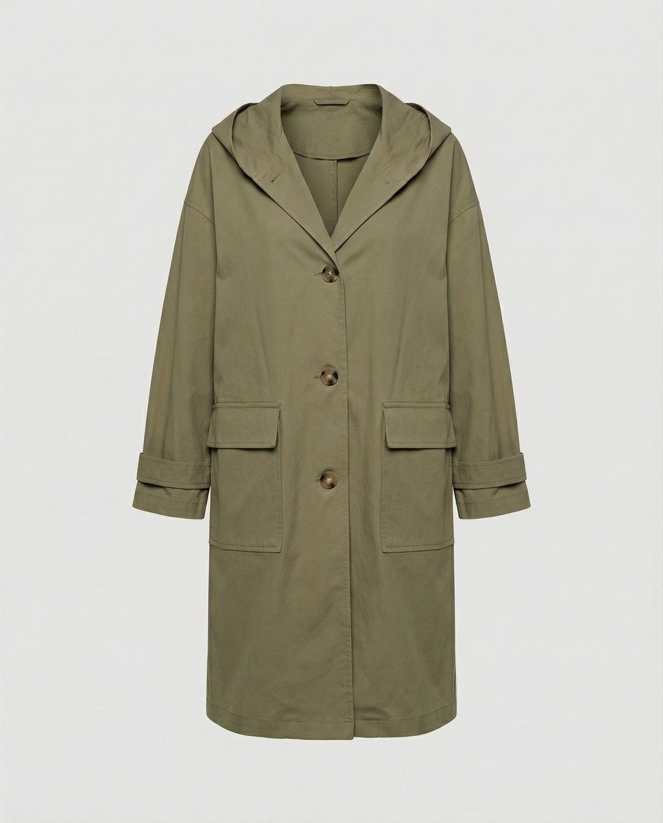 Amber | Women's Hooded Waterproof Trench Coat - Green