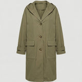 Amber | Women's Hooded Waterproof Trench Coat - Green