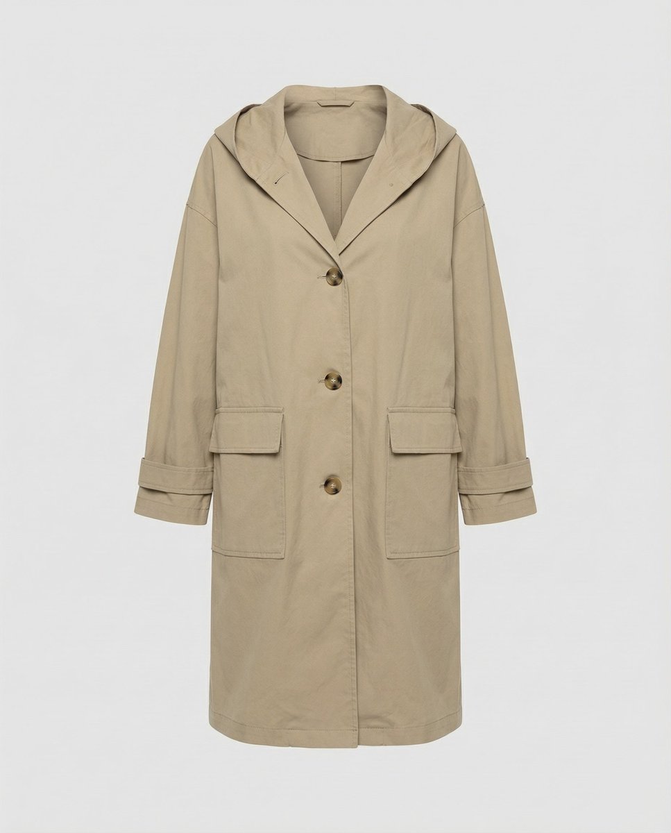 Amber | Women's Hooded Waterproof Trench Coat - Beige