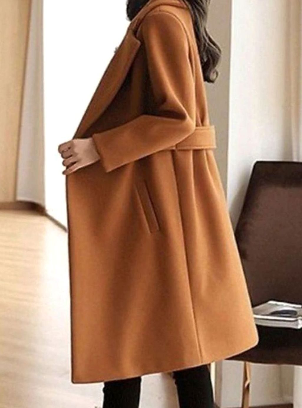 Winter | Women's Tailored Belted Longline Coat - Camel