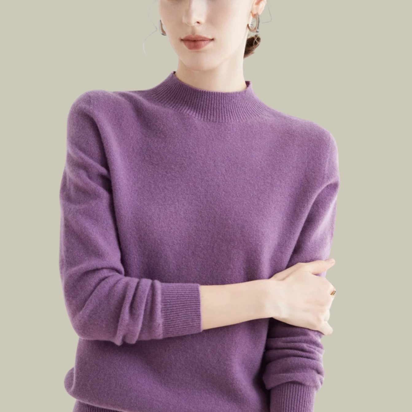 Deborah | Women's Long Sleeve Oversized Wool Blend Turtleneck Jumper