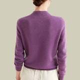 Deborah | Women's Long Sleeve Oversized Wool Blend Turtleneck Jumper - Purple