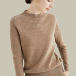 Deborah | Women's Long Sleeve Oversized Wool Blend Turtleneck Jumper - Beige
