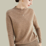 Deborah | Women's Long Sleeve Oversized Wool Blend Turtleneck Jumper - Beige