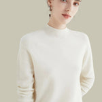 Deborah | Women's Long Sleeve Oversized Wool Blend Turtleneck Jumper - White