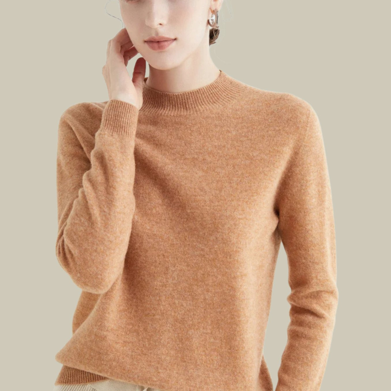 Deborah | Women's Long Sleeve Oversized Wool Blend Turtleneck Jumper - Orange