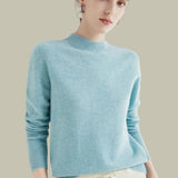Deborah | Women's Long Sleeve Oversized Wool Blend Turtleneck Jumper - Blue